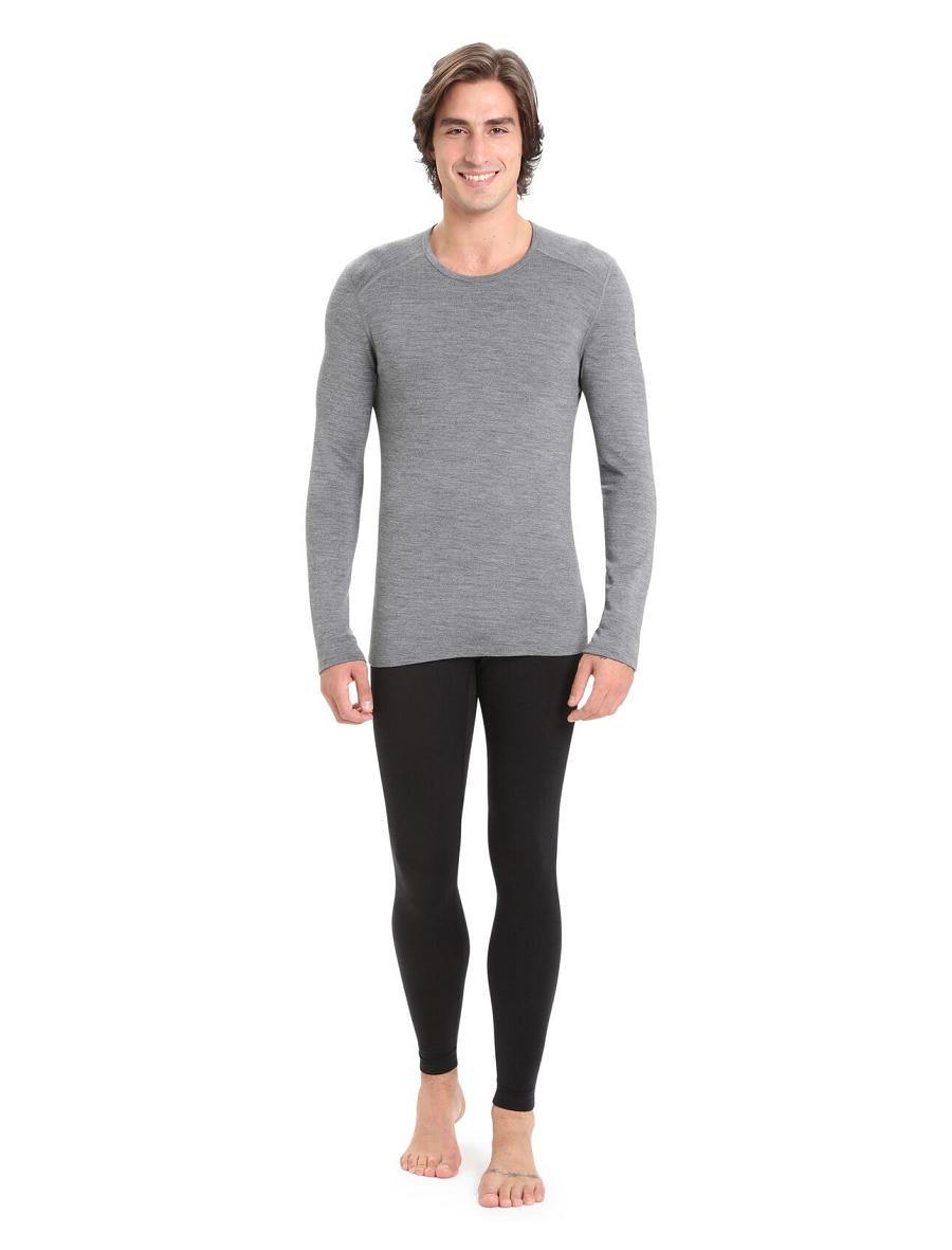 Men's Icebreaker Merino 260 Tech Long Sleeve Crewe Thermal Top Base Layers Gritstone Heather | CA 1551NWYB